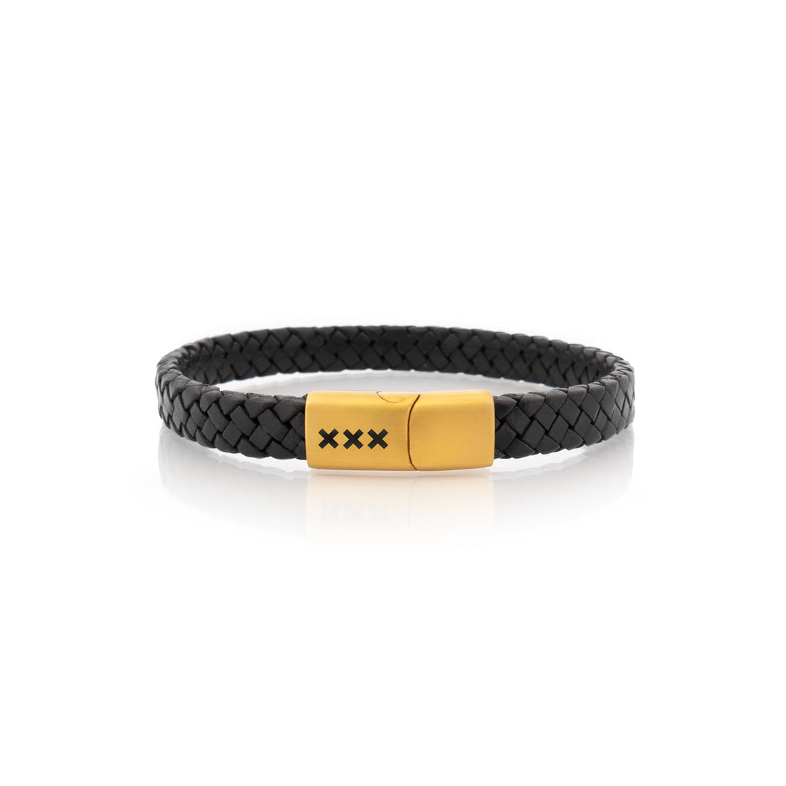 Leren armband Zwart - Goud | De Houthavens