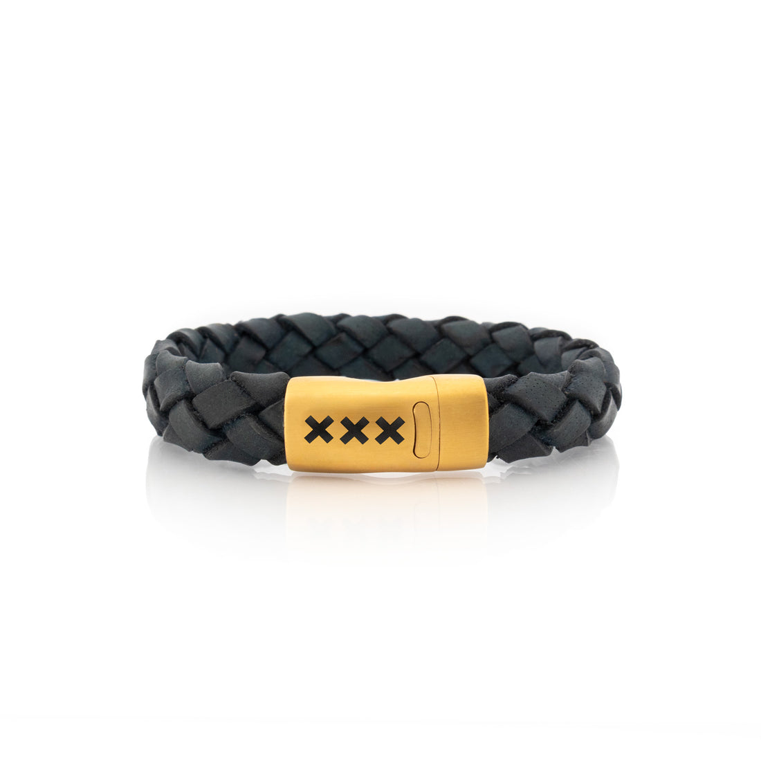 Leren Armband Zwart / Goud – Mokum Trots