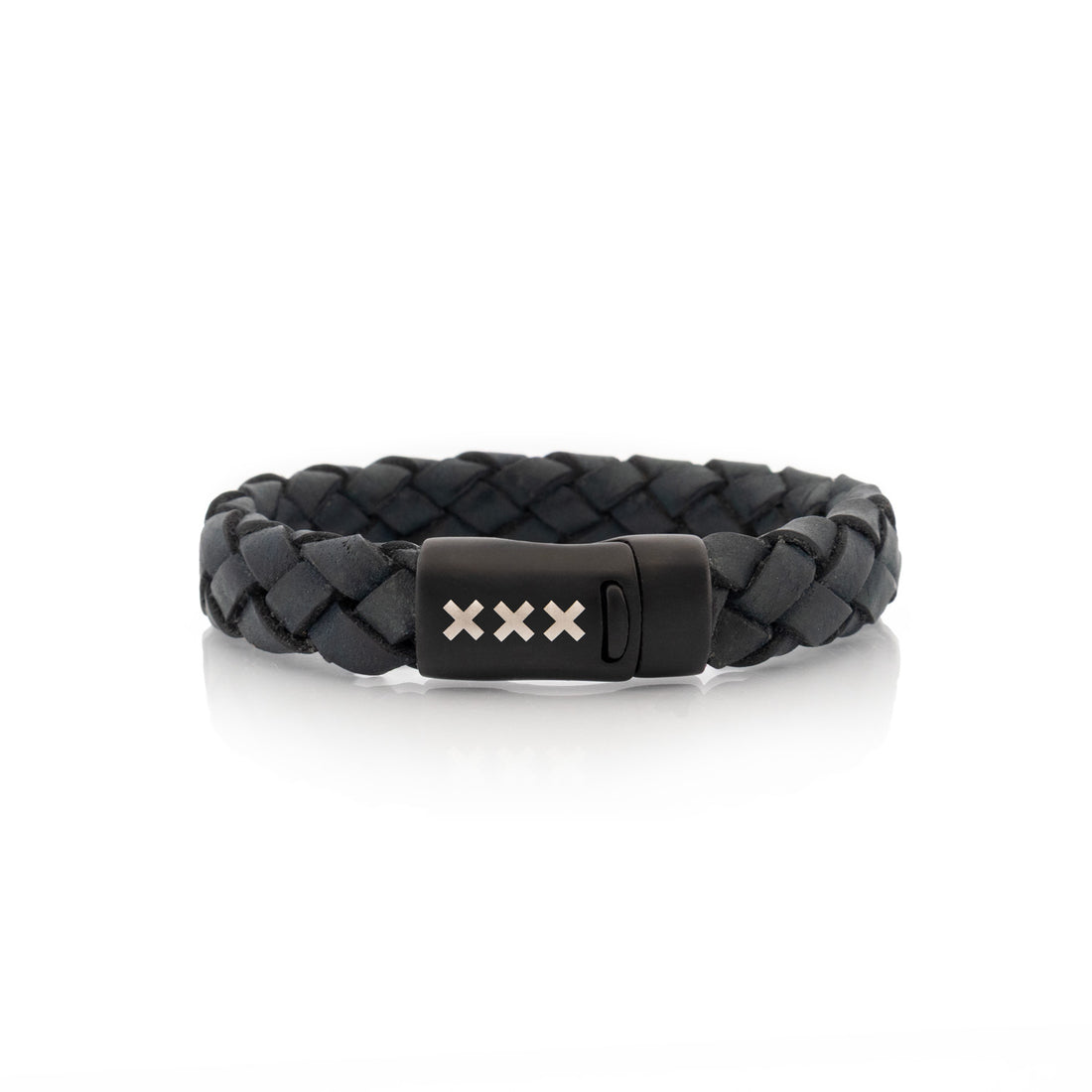 Leren Armband Zwart / Zwart – Mokum Trots