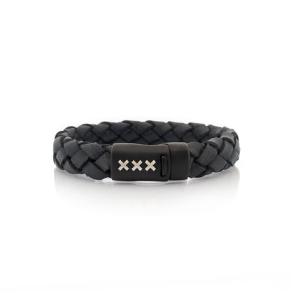 Leren Armband Zwart / Zwart – Mokum Trots