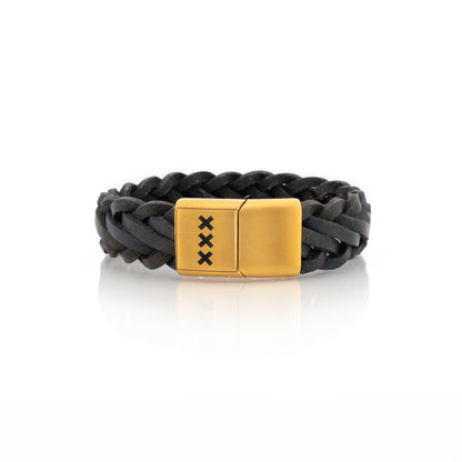 Leren armband Zwart - Goud | De Scheepswerf