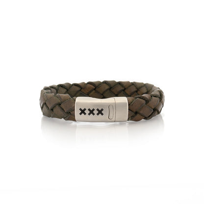 Leren armband  Groen - Zilver | De pijp