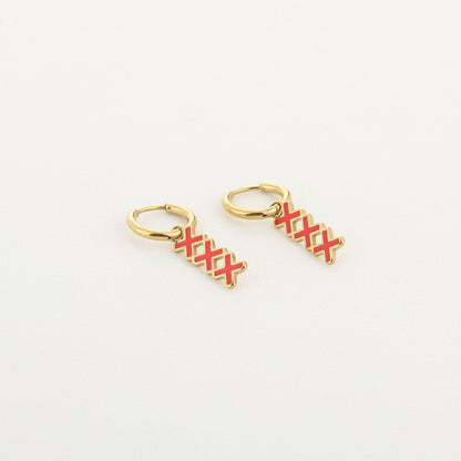 EARRING RODE KRUISJES XXX AMSTERDAM