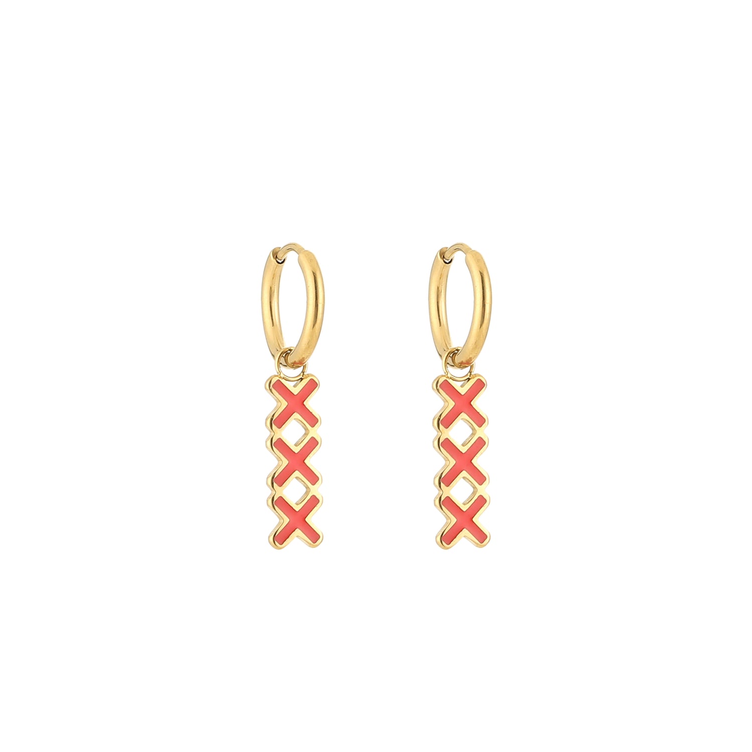 EARRING RODE KRUISJES XXX AMSTERDAM