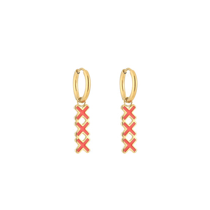 EARRING RODE KRUISJES XXX AMSTERDAM