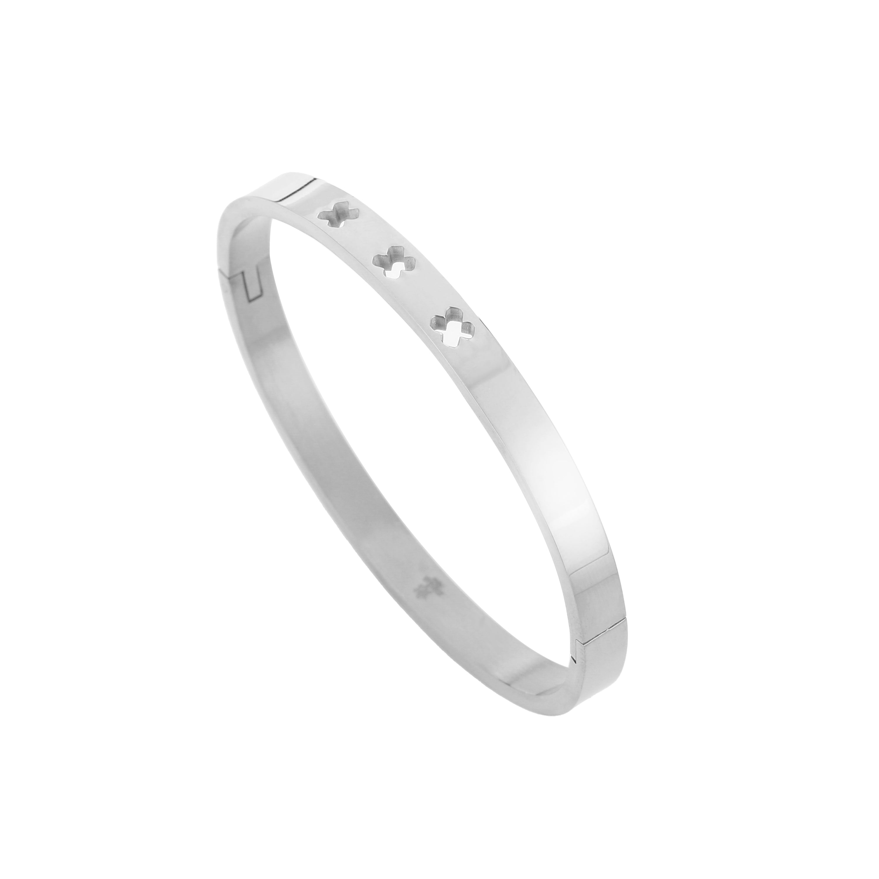 Stainless steel vrouwen armband | Bangle met drie kruisen