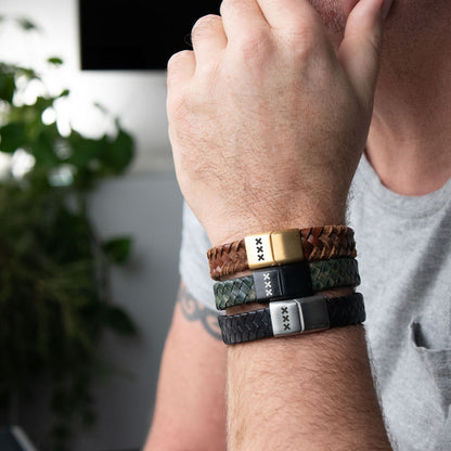 Bracelet Leather Dark Green/Black