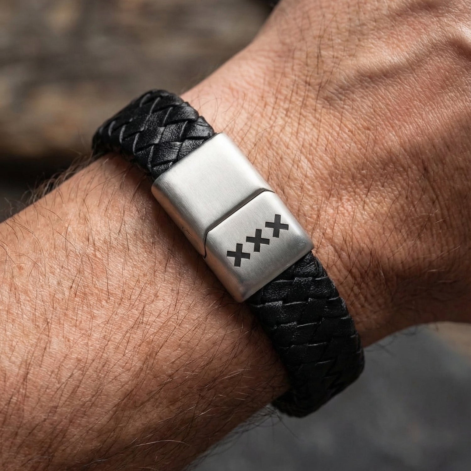 Leren Armband Zwart | Zilver - Amsterdam XXX