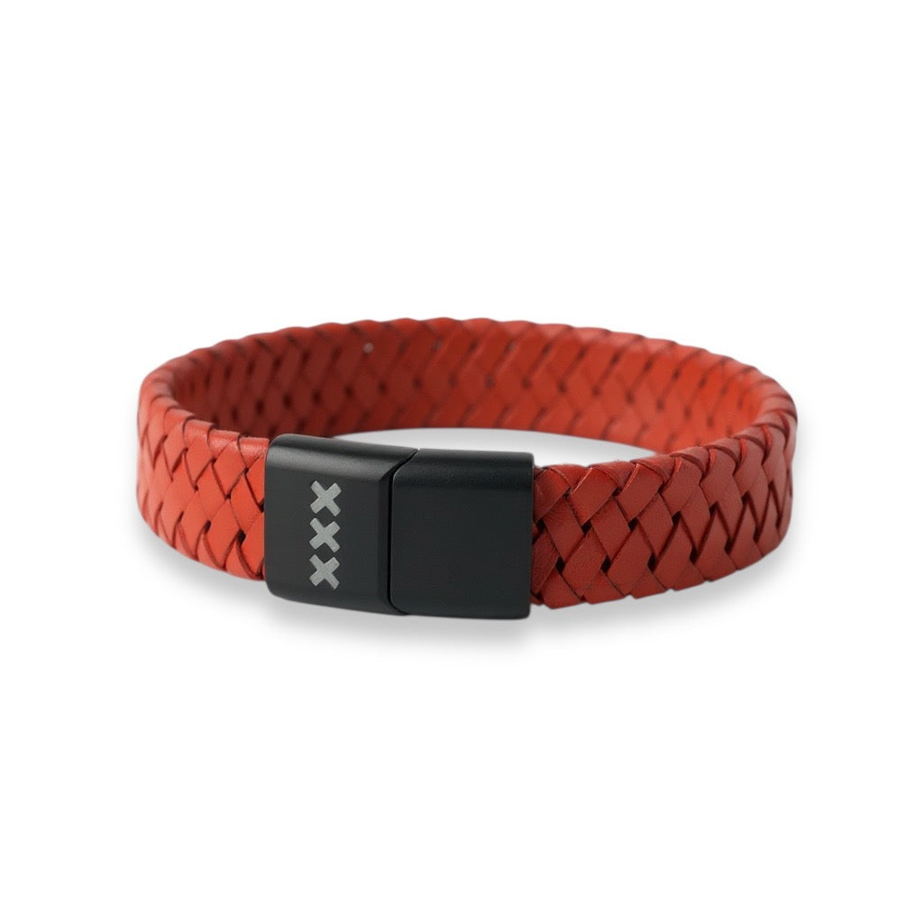 Leren Armband Rood - Zwart | Mokum