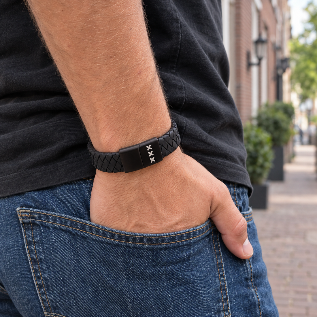 Leren Armband Zwart - Zwart | Amsterdam XXX