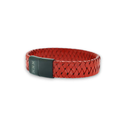 Leren Armband Rood - Zwart | Mokum