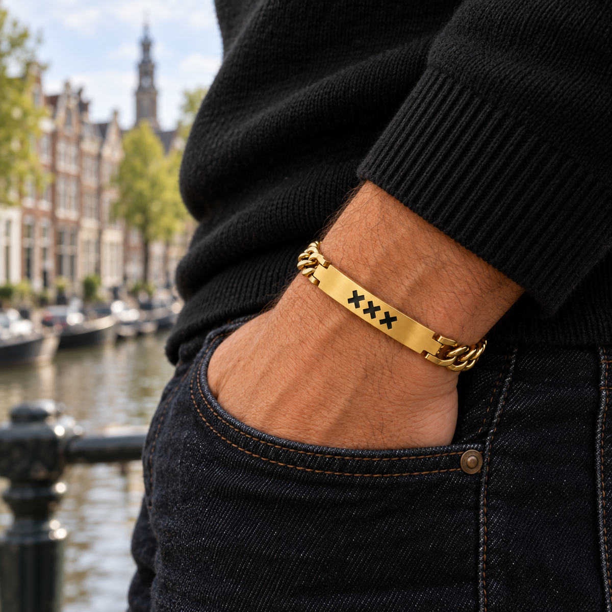 Gouden RVS Herenarmband | Vastberaden