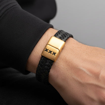 Leather Bracelet Black/Gold - Amsterdam XXX