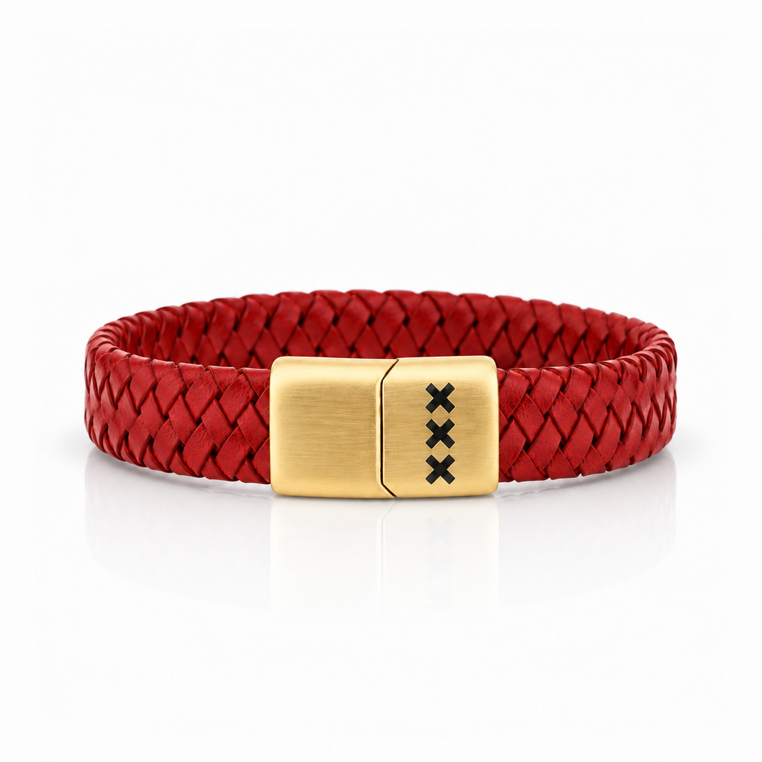 Leren Armband Rood - Goud | Mokum