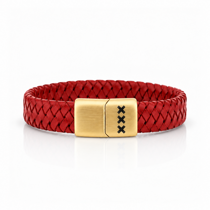 Leren Armband Rood - Goud | Mokum