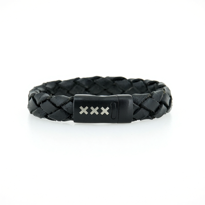 Leren Armband Zwart / Zwart – Mokum Trots