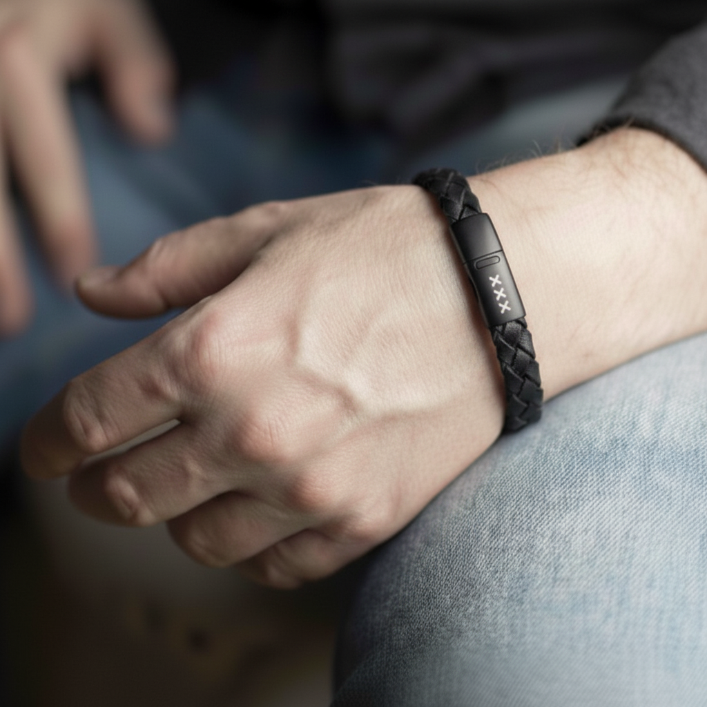 Leren Armband Zwart / Zwart – Mokum Trots