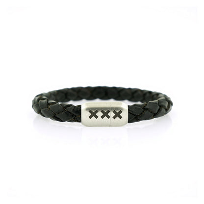 leren armband rond Zwart/ Zilver - 020 Black Editie