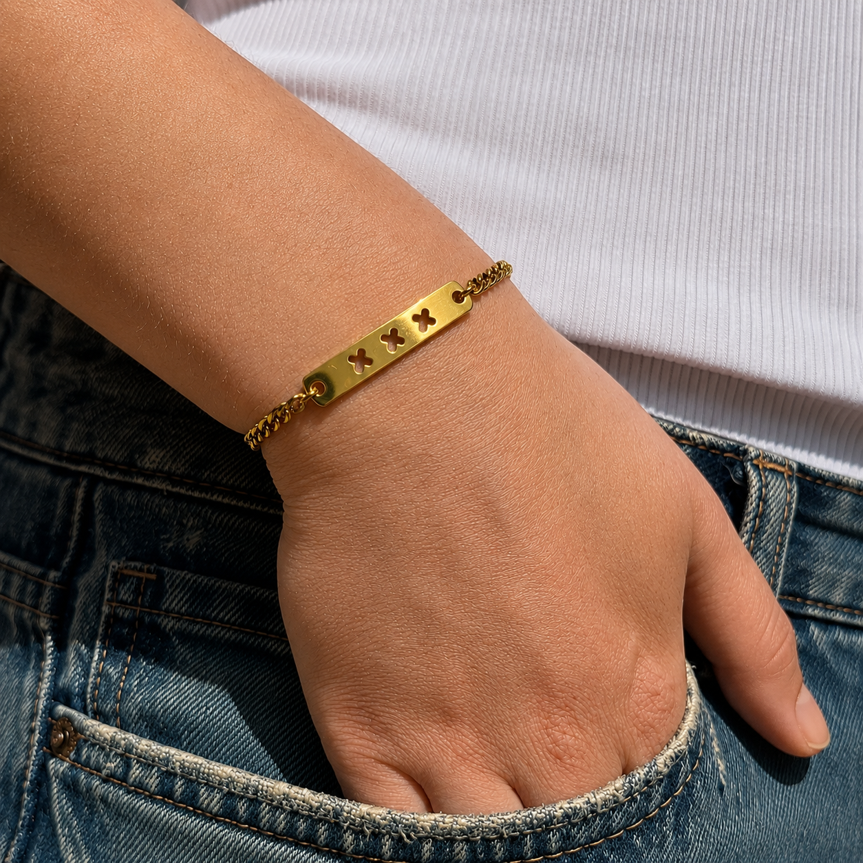 Goudkleurige RVS Unisex armband | Moed