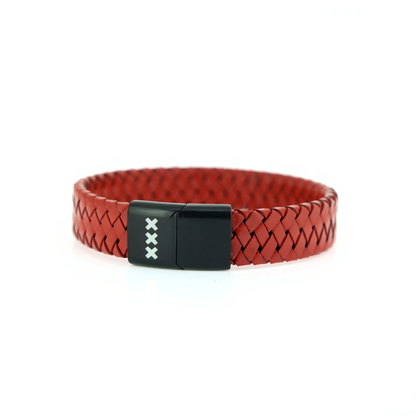 Leren Armband Rood/ Zwart - Mokum