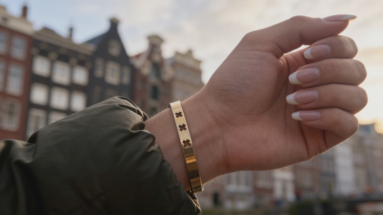 Stainless steel vrouwen armband | Bangle met drie kruisen